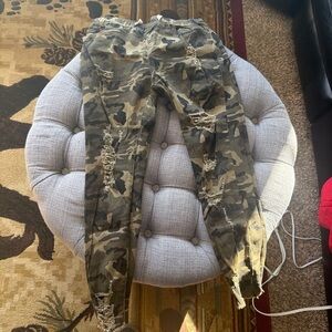 American Bazi Camouflage Distressed Ankle Pants